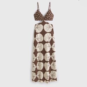 Abercrombie & Fitch Brown and Cream Seashell Maxi Dress